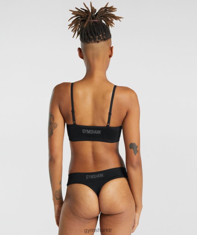 dikişsiz yuvarlak yaka bralet- siyah 8H4J02507 Gymshark Giyim kadınlar siyah
