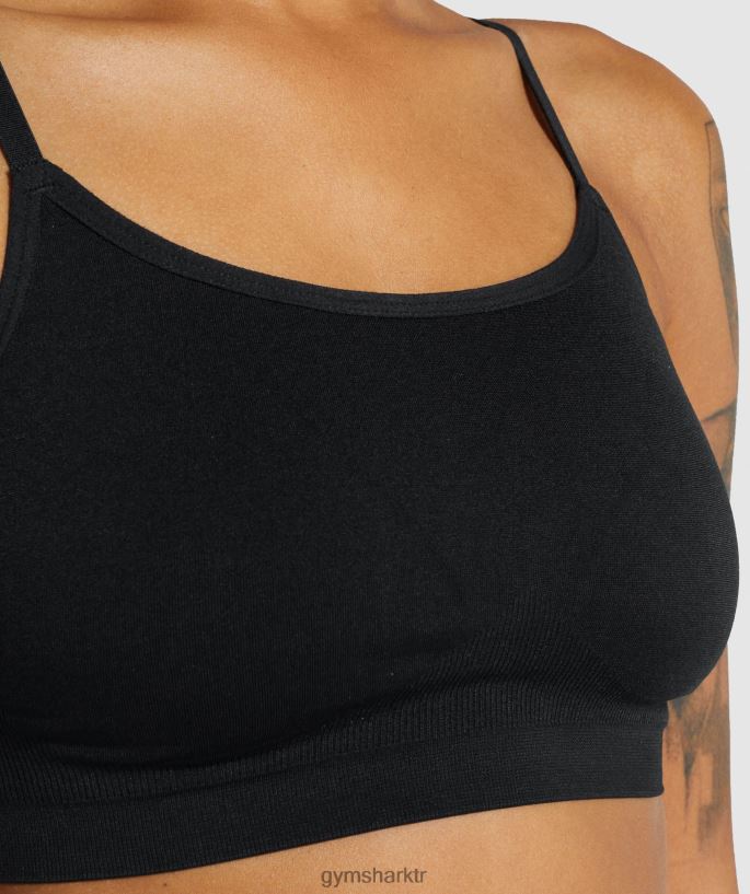 dikişsiz yuvarlak yaka bralet- siyah 8H4J02507 Gymshark Giyim kadınlar siyah
