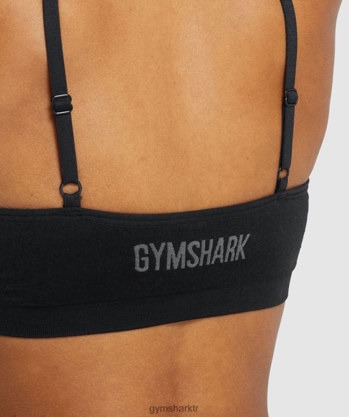 dikişsiz yuvarlak yaka bralet- siyah 8H4J02507 Gymshark Giyim kadınlar siyah