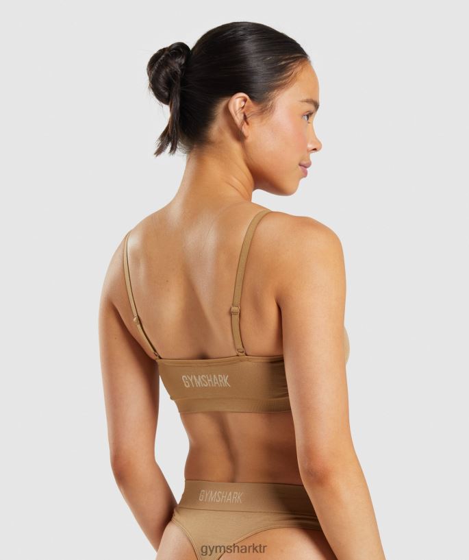 dikişsiz yuvarlak yakalı bralet 8H4J02508 Gymshark Giyim kadınlar altın açık kahverengi