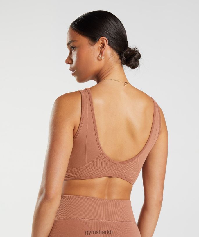 dinlenme günü dikişsiz bralet 8H4J02175 Gymshark Giyim kadınlar kahve rengi