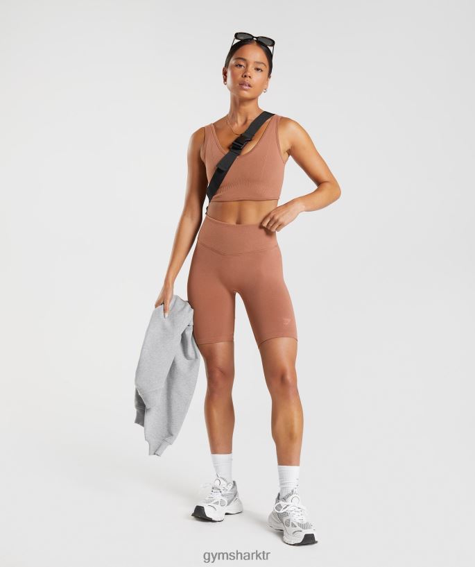 dinlenme günü dikişsiz bralet 8H4J02175 Gymshark Giyim kadınlar kahve rengi