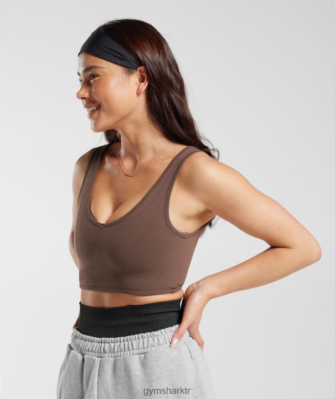 dinlenme günü dikişsiz bralet 8H4J02177 Gymshark Giyim kadınlar meşe kahverengi