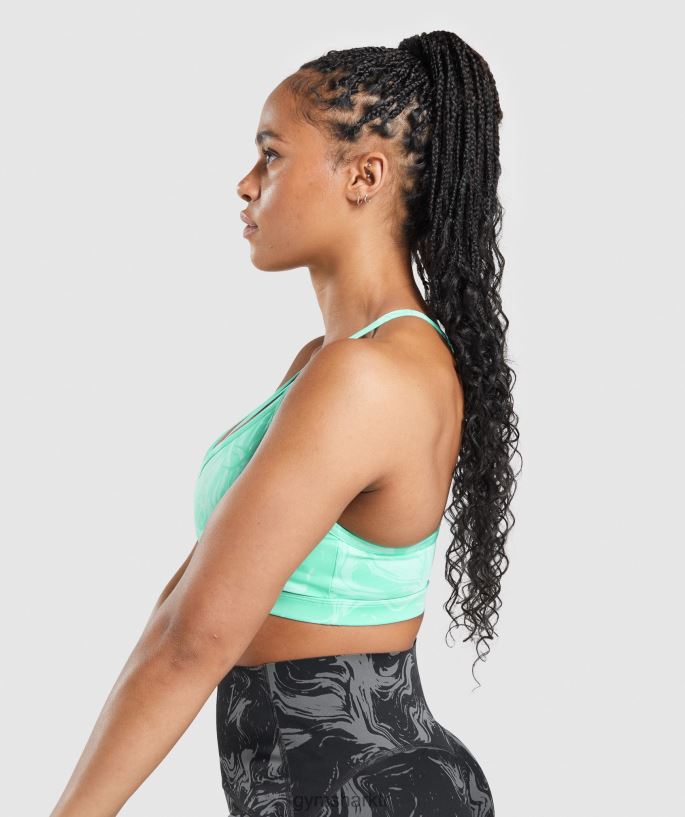 gs güç spor sutyeni 8H4J02187 Gymshark Giyim kadınlar parlak turkuaz baskı