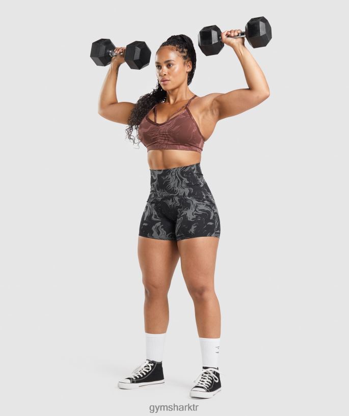 gs güç spor sutyeni 8H4J02221 Gymshark Giyim kadınlar kiraz kahverengi baskı