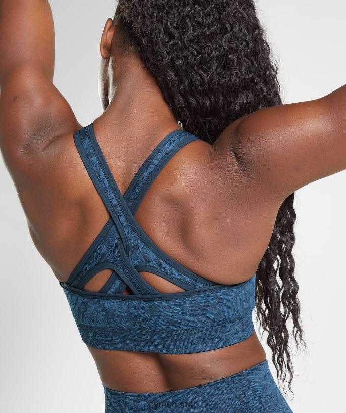 hayvan dikişsiz spor sütyenini uyarla 8H4J02227 Gymshark Giyim kadınlar vahşi | Donanma