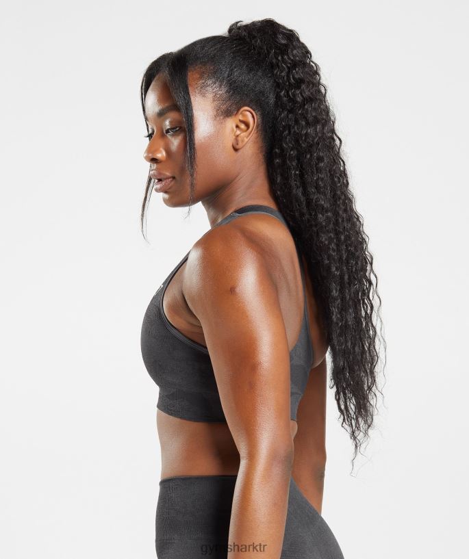 kamuflaj dikişsiz spor sutyeni adapte 8H4J02138 Gymshark Giyim kadınlar siyah/oniks grisi
