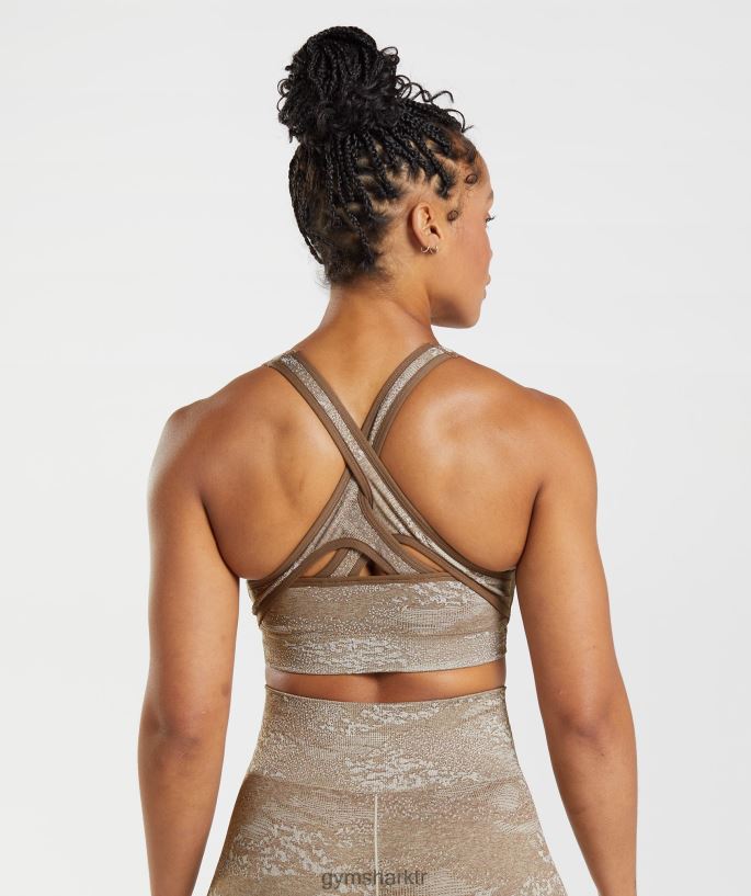 kamuflaj dikişsiz spor sutyeni adapte 8H4J02176 Gymshark Giyim kadınlar çakıl grisi/ruh kahvesi