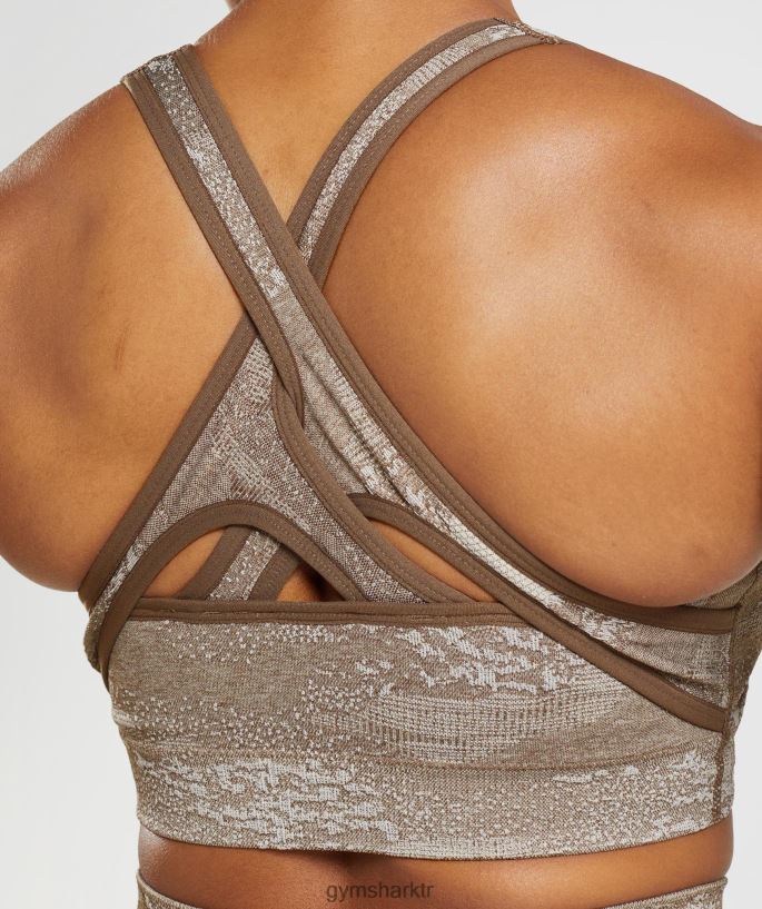 kamuflaj dikişsiz spor sutyeni adapte 8H4J02176 Gymshark Giyim kadınlar çakıl grisi/ruh kahvesi