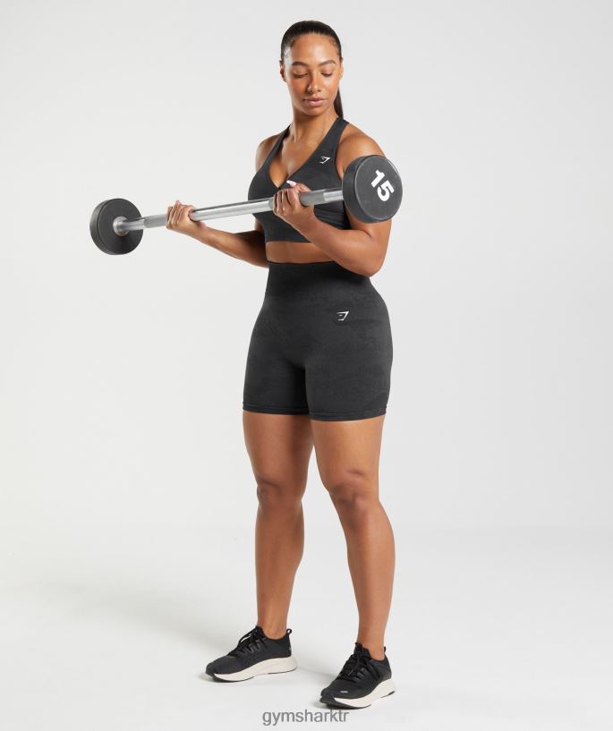 kamuflaj dikişsiz spor sutyeni adapte 8H4J02192 Gymshark Giyim kadınlar siyah/oniks grisi