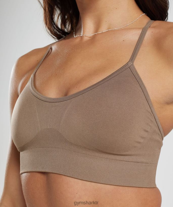 terletmeyen dikişsiz sporcu sütyeni 8H4J02122 Gymshark Giyim kadınlar fosil kahverengi