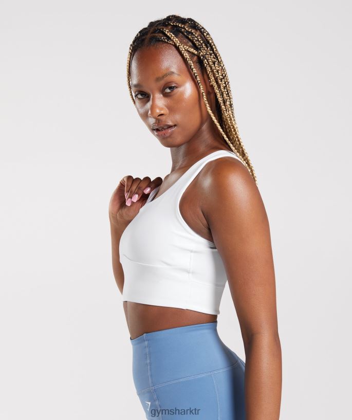 uzun çizgi spor sutyeni 8H4J02128 Gymshark Giyim kadınlar beyaz