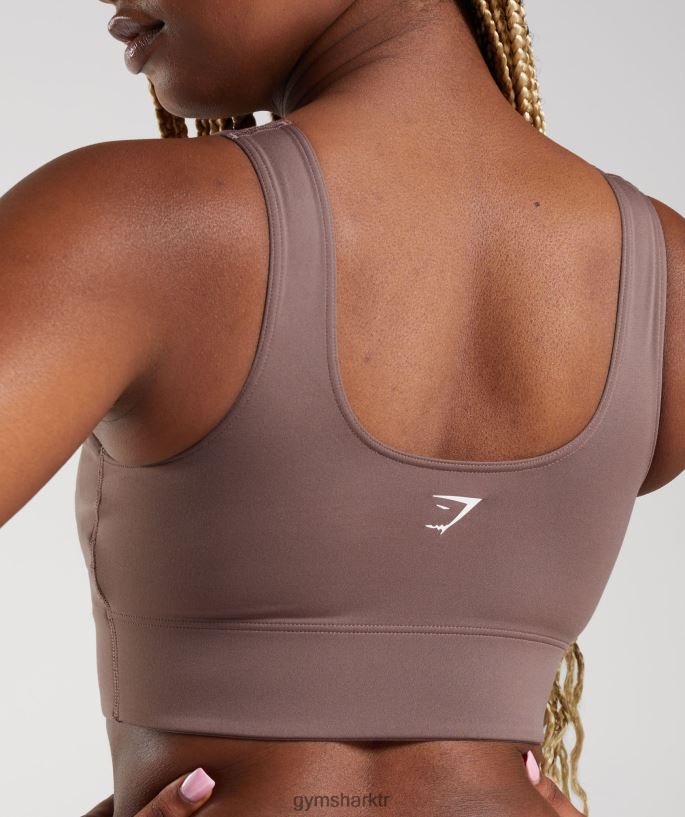uzun çizgi spor sutyeni 8H4J02149 Gymshark Giyim kadınlar trüf kahverengi
