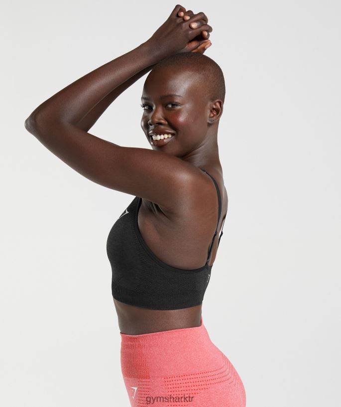 vital dikişsiz 2.0 v yaka spor sutyeni 8H4J02152 Gymshark Giyim kadınlar siyah marn