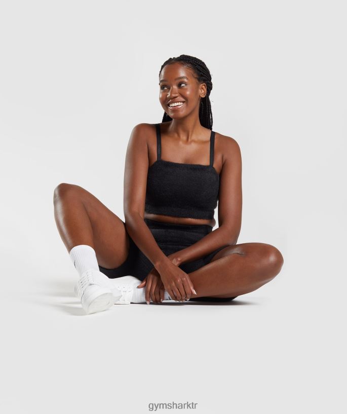 whitney kirpik örgü bandeau 8H4J02143 Gymshark Giyim kadınlar siyah