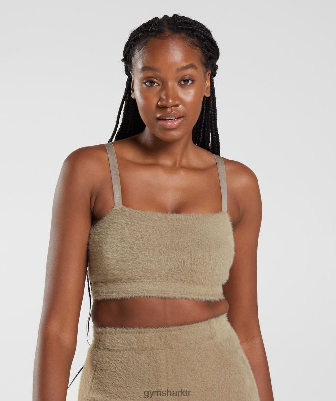 whitney kirpik örgü bandeau 8H4J02163 Gymshark Giyim kadınlar çimento kahvesi