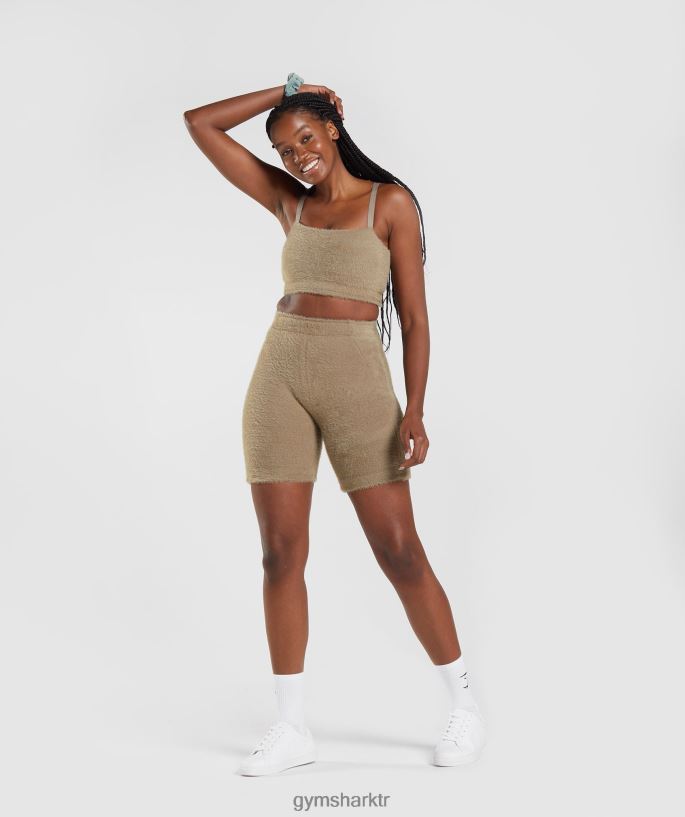 whitney kirpik örgü bandeau 8H4J02163 Gymshark Giyim kadınlar çimento kahvesi