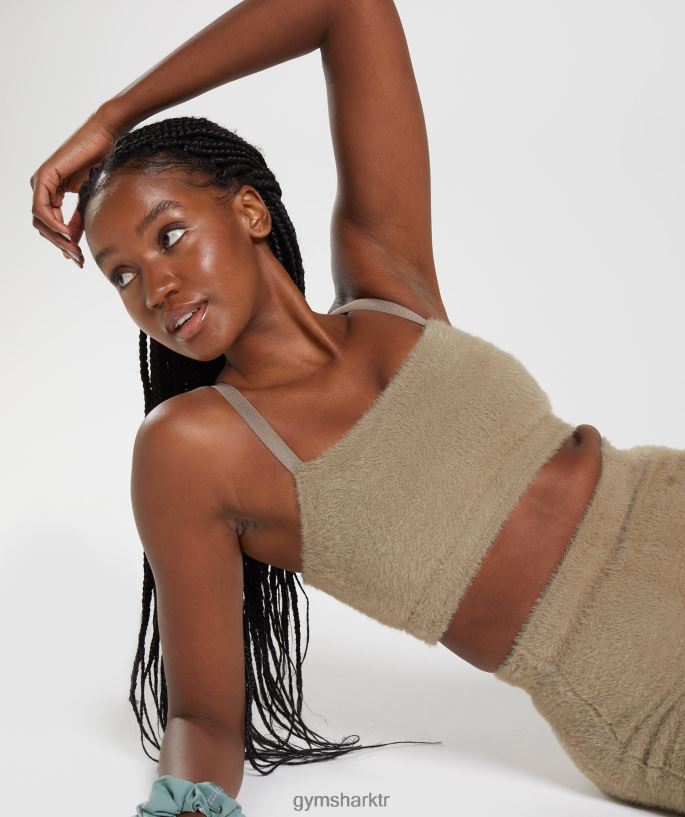 whitney kirpik örgü bandeau 8H4J02163 Gymshark Giyim kadınlar çimento kahvesi