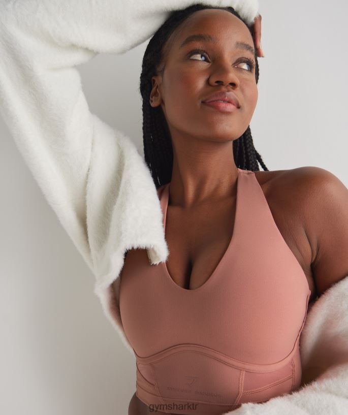 whitney uzun çizgi sutyen 8H4J02201 Gymshark Giyim kadınlar kanyon kırmızısı