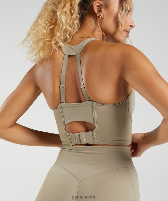 whitney uzun çizgi sutyen 8H4J02229 Gymshark Giyim kadınlar çimento kahvesi