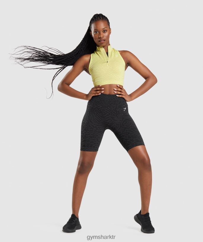 hayvan dikişsiz kırpma 1/2 zip adapte 8H4J02469 Gymshark Giyim kadınlar ateş böceği sarı