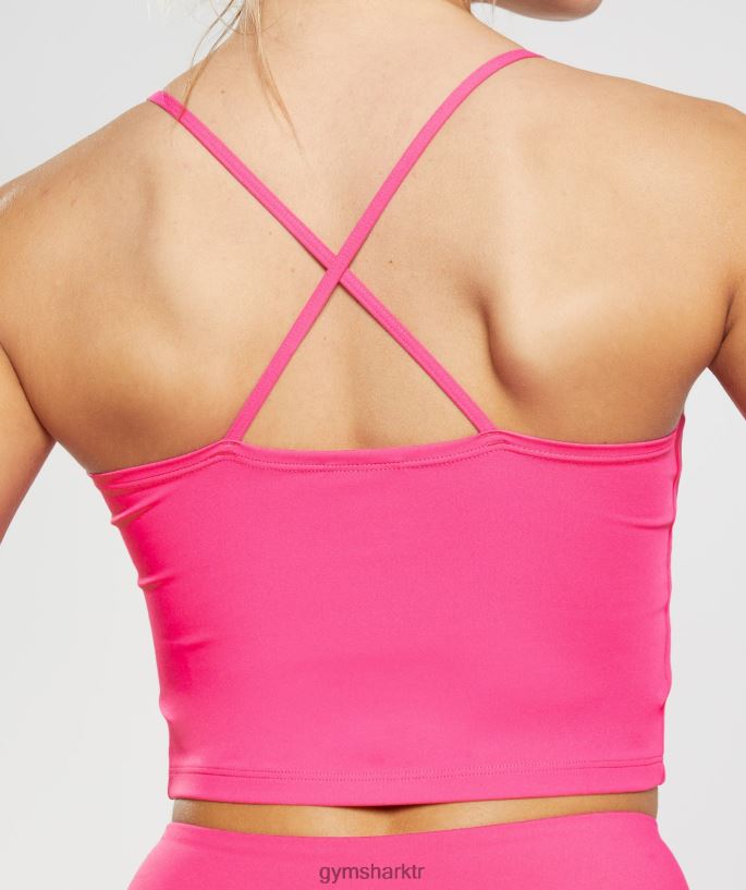 strappy crop cami atlet 8H4J02505 Gymshark Giyim kadınlar parlak fuşya