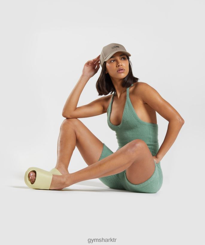 whitney kirpik örgü midi boyundan bağlamalı top 8H4J02443 Gymshark Giyim kadınlar Yaprak yeşili