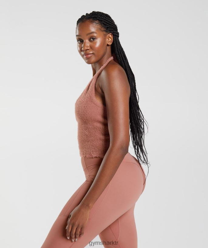 whitney kirpik örgü midi boyundan bağlamalı top 8H4J02447 Gymshark Giyim kadınlar kanyon kırmızısı