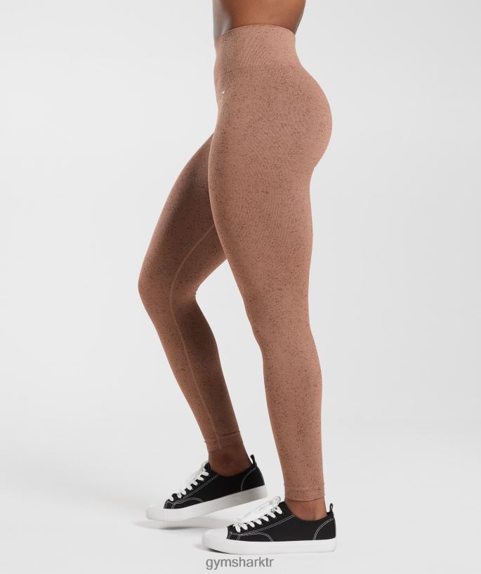 fleck dikişsiz taytları uyarlayın 8H4J02270 Gymshark Giyim kadınlar kumtaşı kahverengi