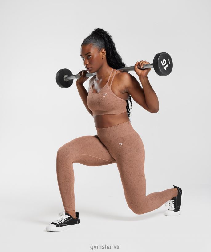 fleck dikişsiz taytları uyarlayın 8H4J02270 Gymshark Giyim kadınlar kumtaşı kahverengi