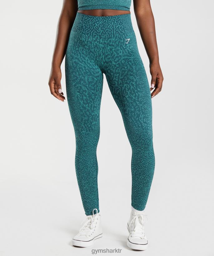 hayvan dikişsiz tayt 8H4J02292 Gymshark Giyim kadınlar resif | kış deniz mavisi