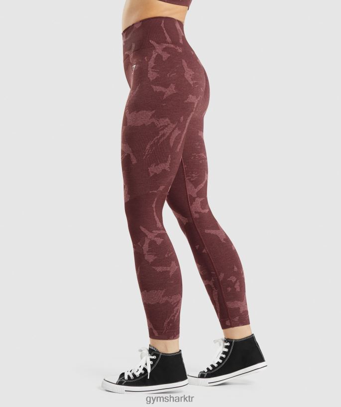 kamuflaj dikişsiz taytları uyarlayın 8H4J02306 Gymshark Giyim kadınlar ova | kiraz kahvesi