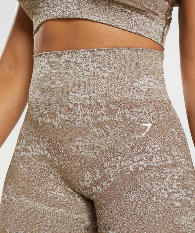 kamuflaj dikişsiz taytları uyarlayın 8H4J02325 Gymshark Giyim kadınlar çakıl grisi/ruh kahvesi