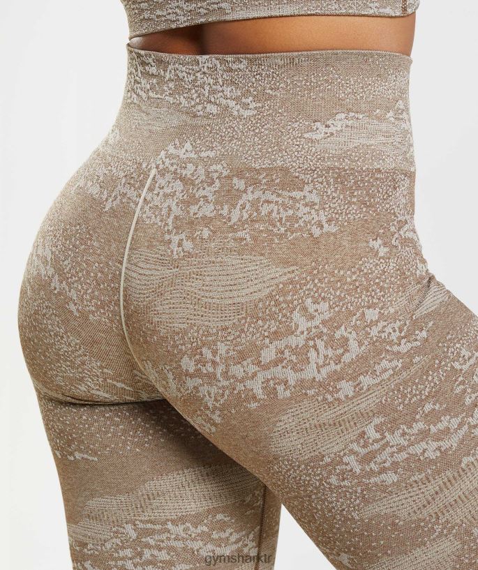 kamuflaj dikişsiz taytları uyarlayın 8H4J02325 Gymshark Giyim kadınlar çakıl grisi/ruh kahvesi