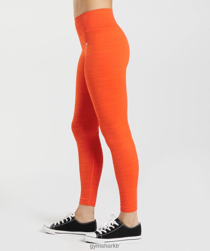 marn dikişsiz tayt 8H4J02311 Gymshark Giyim kadınlar biber kırmızısı/lezzetli portakal