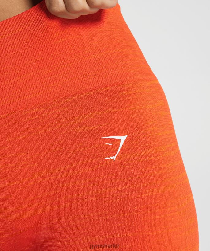 marn dikişsiz tayt 8H4J02311 Gymshark Giyim kadınlar biber kırmızısı/lezzetli portakal