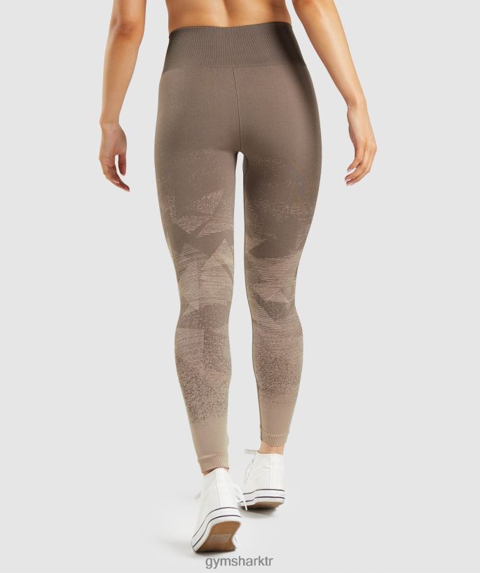 ombre dikişsiz taytları uyarlayın 8H4J02318 Gymshark Giyim kadınlar üçgen | kuruş kahverengi baskı