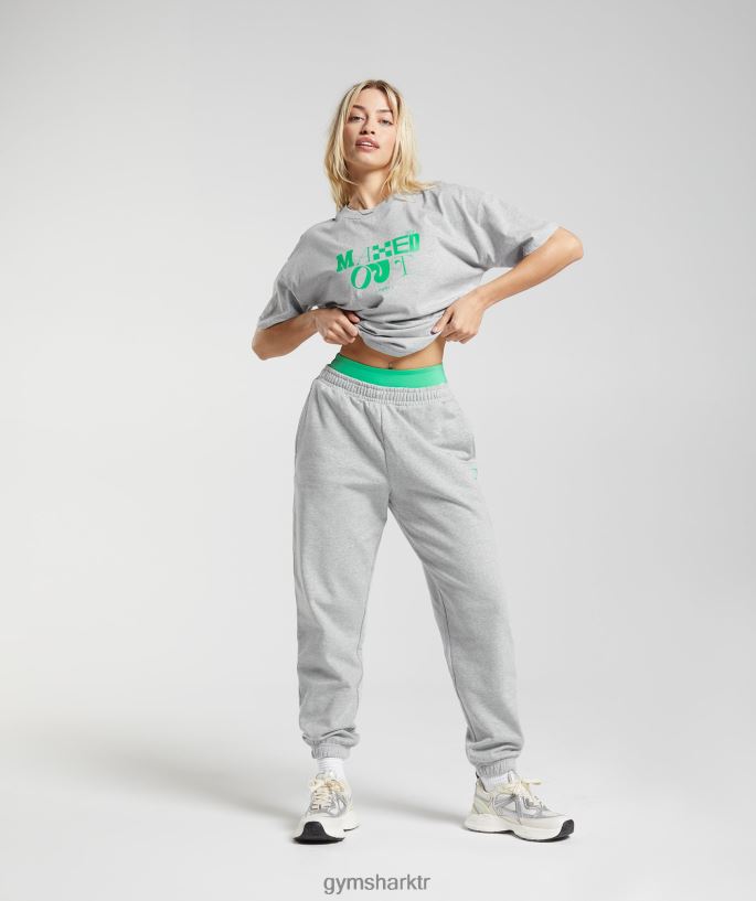 büyük beden t-shirt 8H4J02482 Gymshark Giyim kadınlar açık gri marn