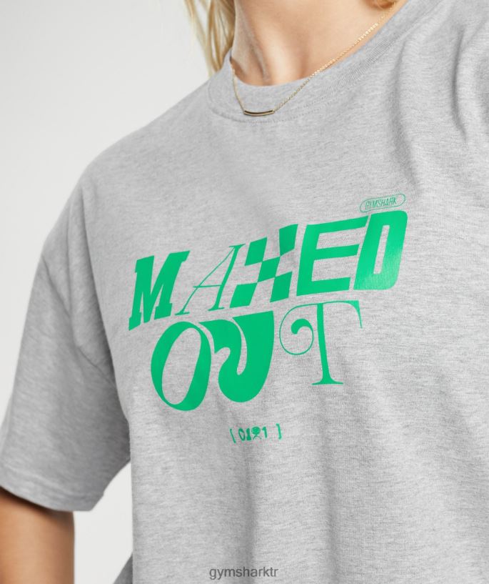 büyük beden t-shirt 8H4J02482 Gymshark Giyim kadınlar açık gri marn