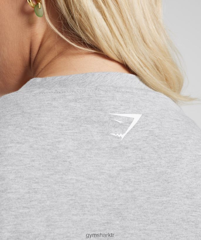 güçlü şeftali midi top 8H4J02427 Gymshark Giyim kadınlar açık gri marn