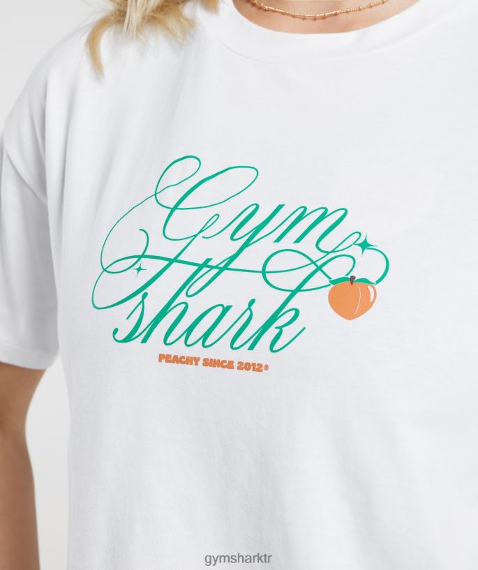 güçlü şeftali midi top 8H4J02428 Gymshark Giyim kadınlar beyaz