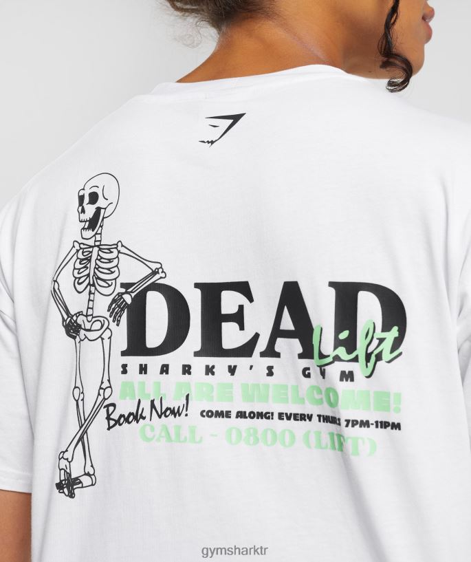 ölü kaldırma midi tişört 8H4J02426 Gymshark Giyim kadınlar beyaz