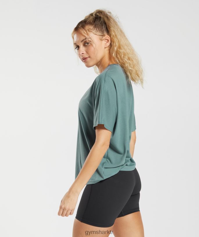 süper yumuşak tişört 8H4J02415 Gymshark Giyim kadınlar gök gürültüsü mavisi