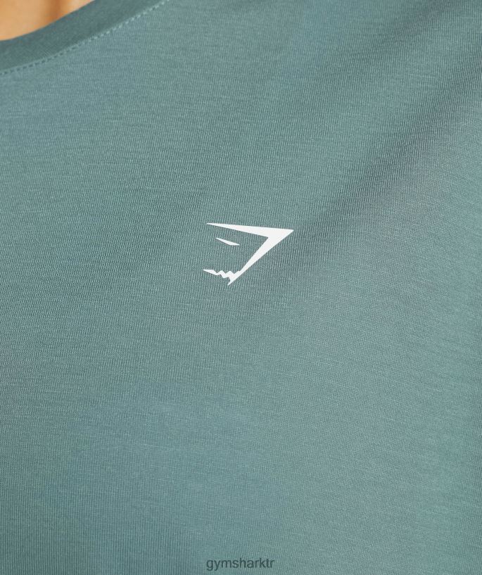 süper yumuşak tişört 8H4J02415 Gymshark Giyim kadınlar gök gürültüsü mavisi