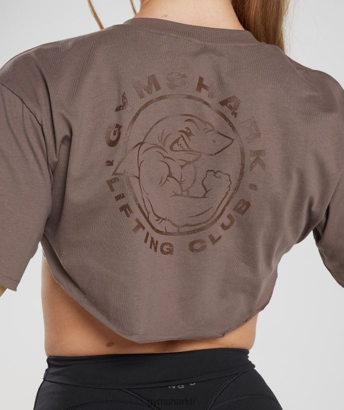 eski omuz silkme üst 8H4J02495 Gymshark Giyim kadınlar trüf kahvesi