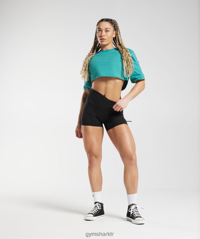 pamuk boxy kırpma üst 8H4J02450 Gymshark Giyim kadınlar mücevher yeşili