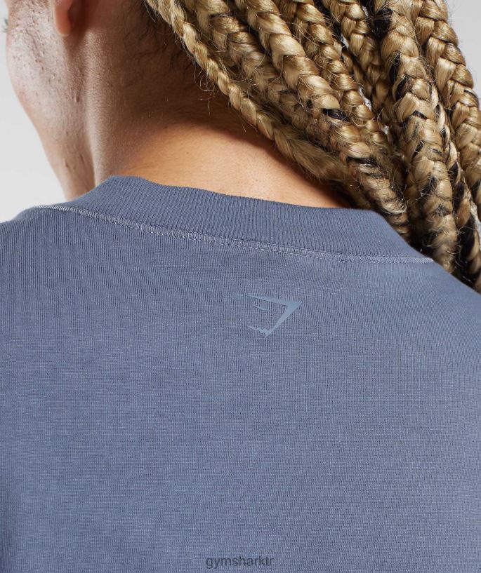 pamuk boxy kırpma üst 8H4J02455 Gymshark Giyim kadınlar akşam mavisi