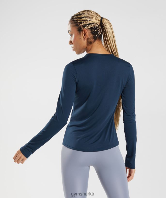 eğitim uzun kollu üst 8H4J02416 Gymshark Giyim kadınlar Donanma