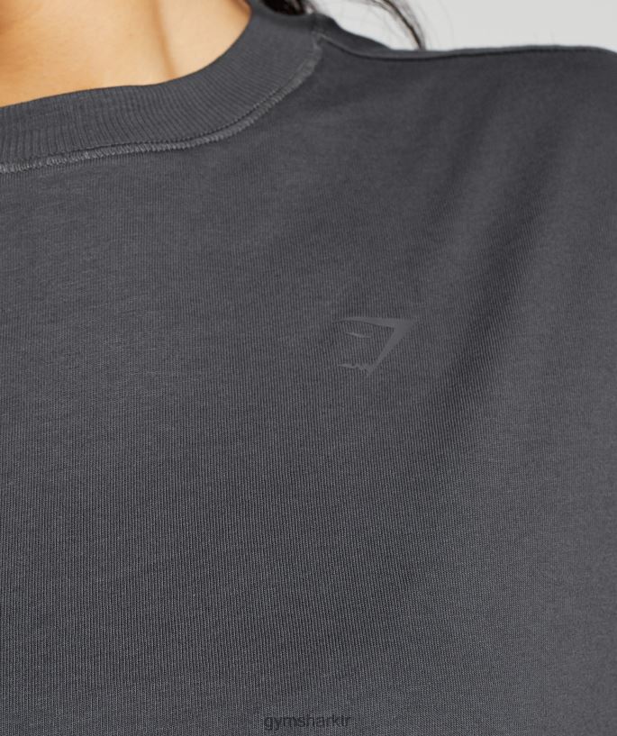 pamuklu büyük beden uzun kollu top 8H4J02434 Gymshark Giyim kadınlar oniks grisi