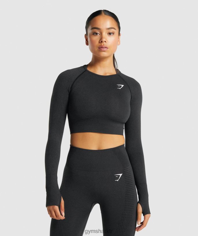 vital dikişsiz 2.0 uzun kollu crop top 8H4J02467 Gymshark Giyim kadınlar siyah marn